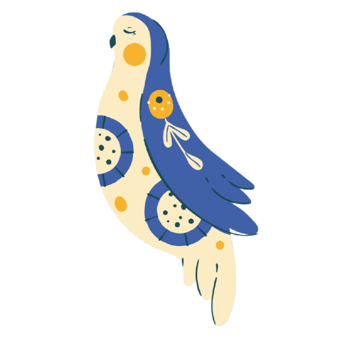 Cream and blue decorative bird, charlotte nc