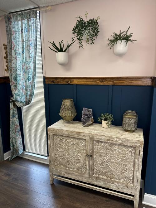 View of table inside gentry dental lobby, charlotte nc