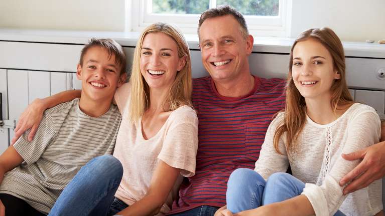 White family smiling together, charlotte NC