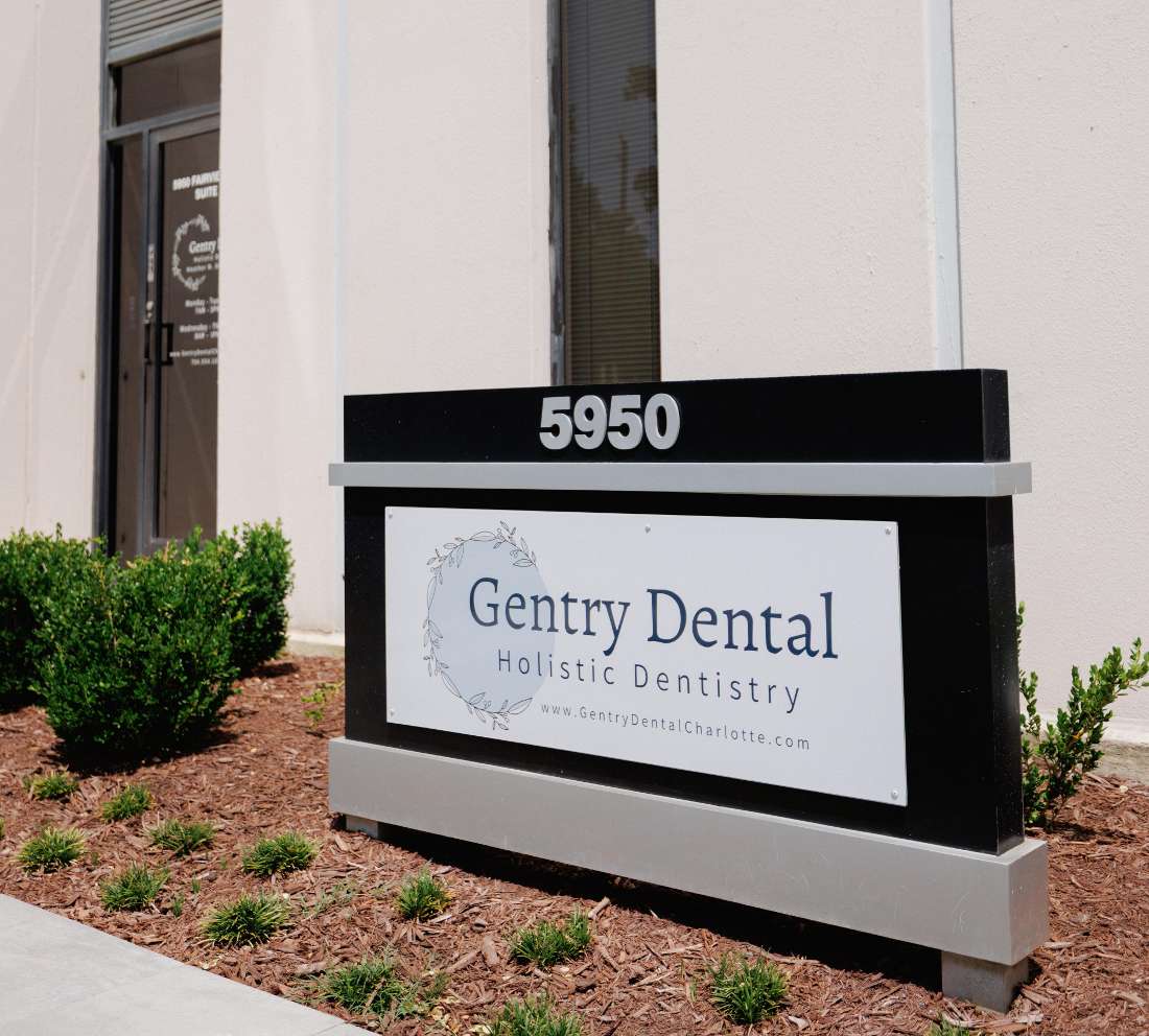 Entrance and sign outside of gentry dental office, charlotte nc